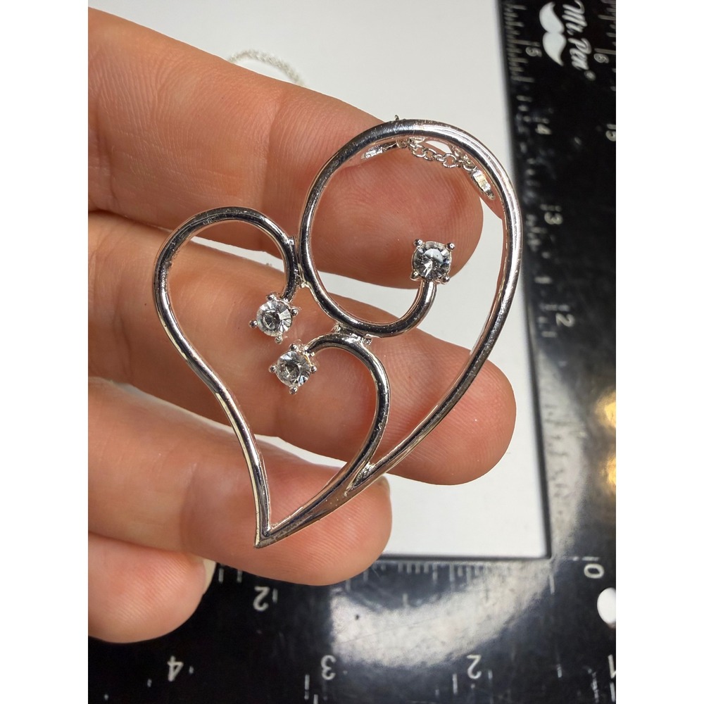 RMN Silver Tone Heart Stethoscope Pendant Necklace Crystal Medical Nurse Gift